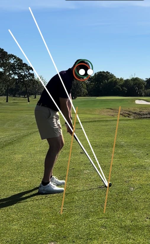 Address position with swing-plane lines drawn by a coach